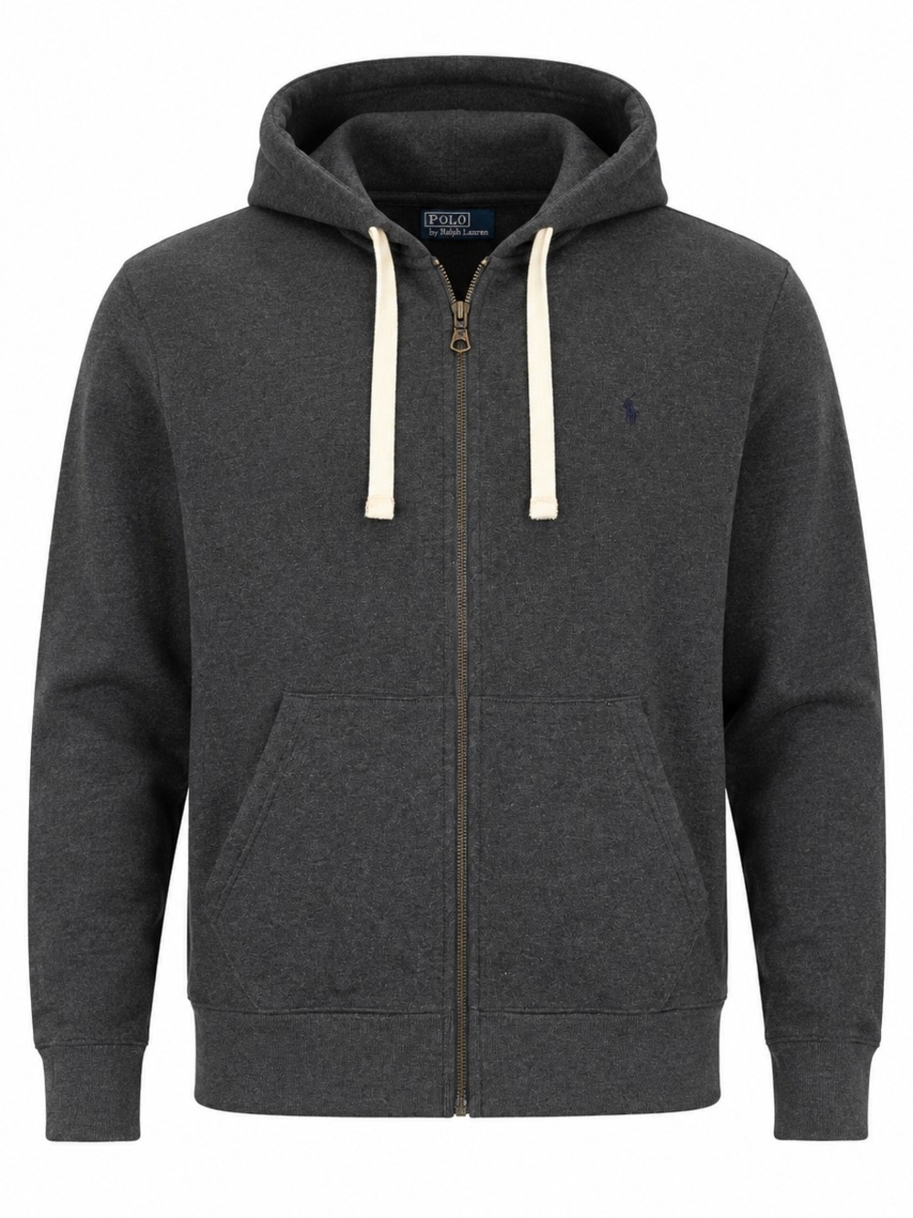 Vintage Polo Ralph Lauren Full Zip Fleece Hoodie Adult Large Dark Gray Size L